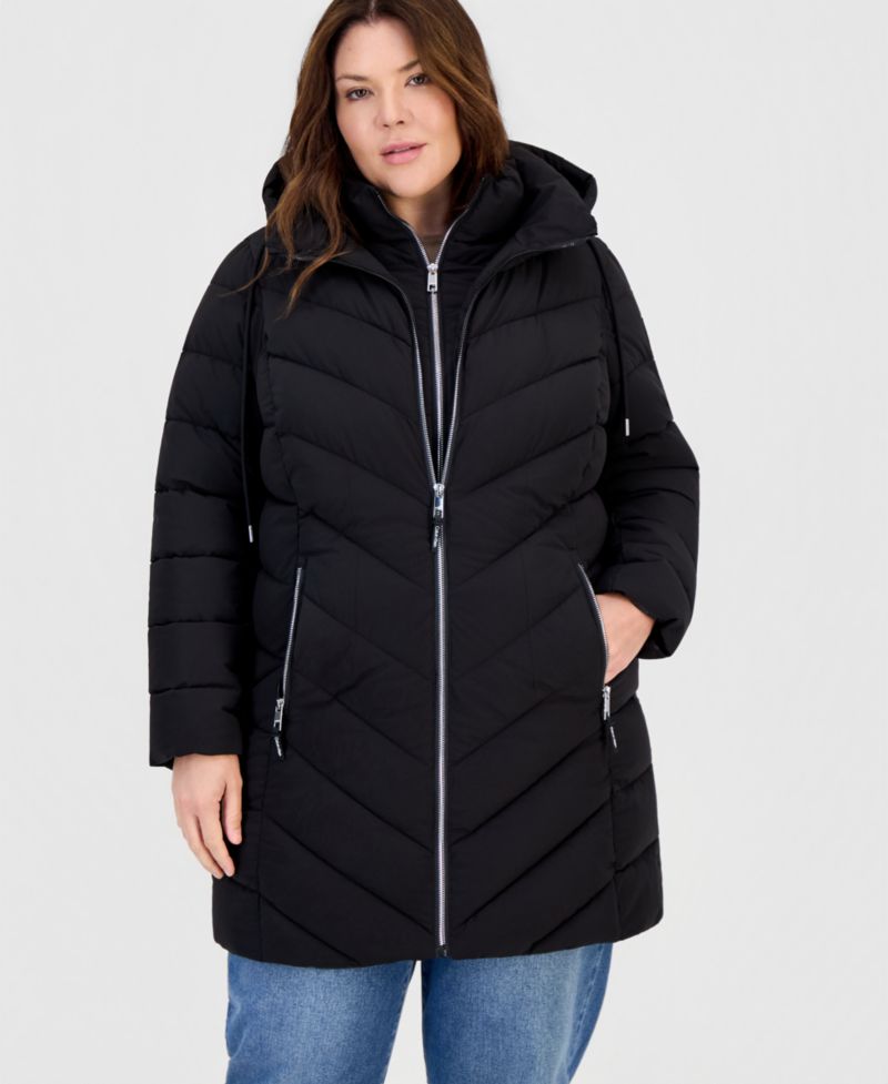 Plus Size Packable Hooded Puffer Coat