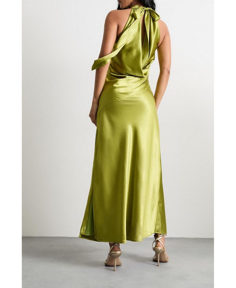 Women's Satin Cowl-Neck Maxi Dress