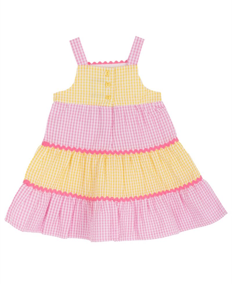 Baby Girls' Yellow Butterfly Applique Square Neck Dress and Panty, 2-Piece Set