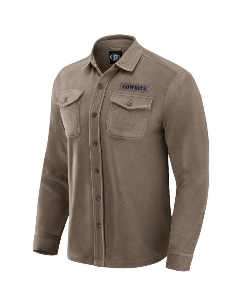 Darius Rucker Collection by Men's Tan Dallas Cowboys Polar Fleece Cozy Button-Up Shirt
