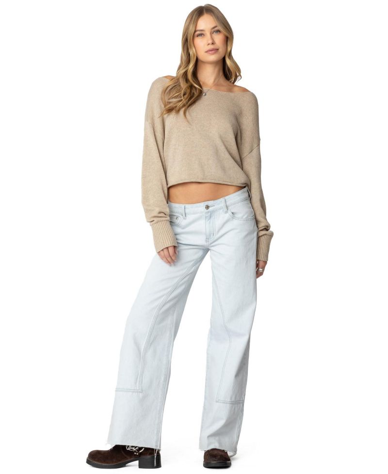 Womens Aviv Wide Neck Oversized Sweater