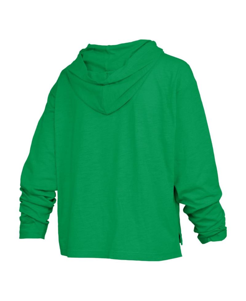 Women's Green Oregon Ducks Nelson Arch Over Logo Long Sleeve Hooded Slub T-Shirt