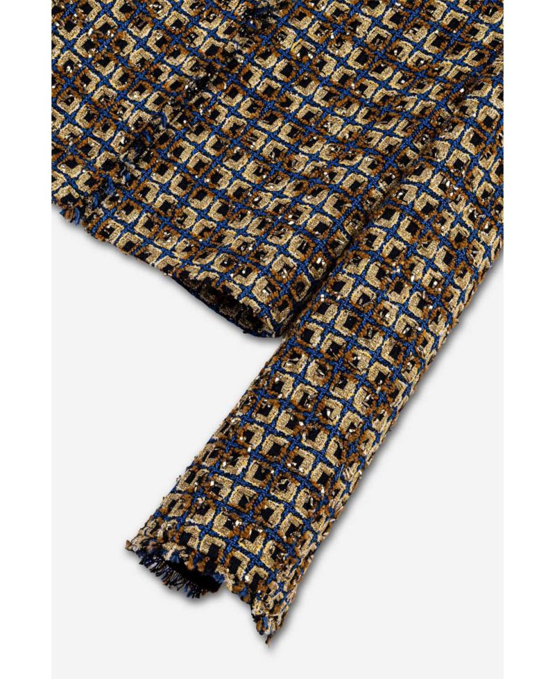 Women's Cropped Tweed Frayed-Edge Jacket
