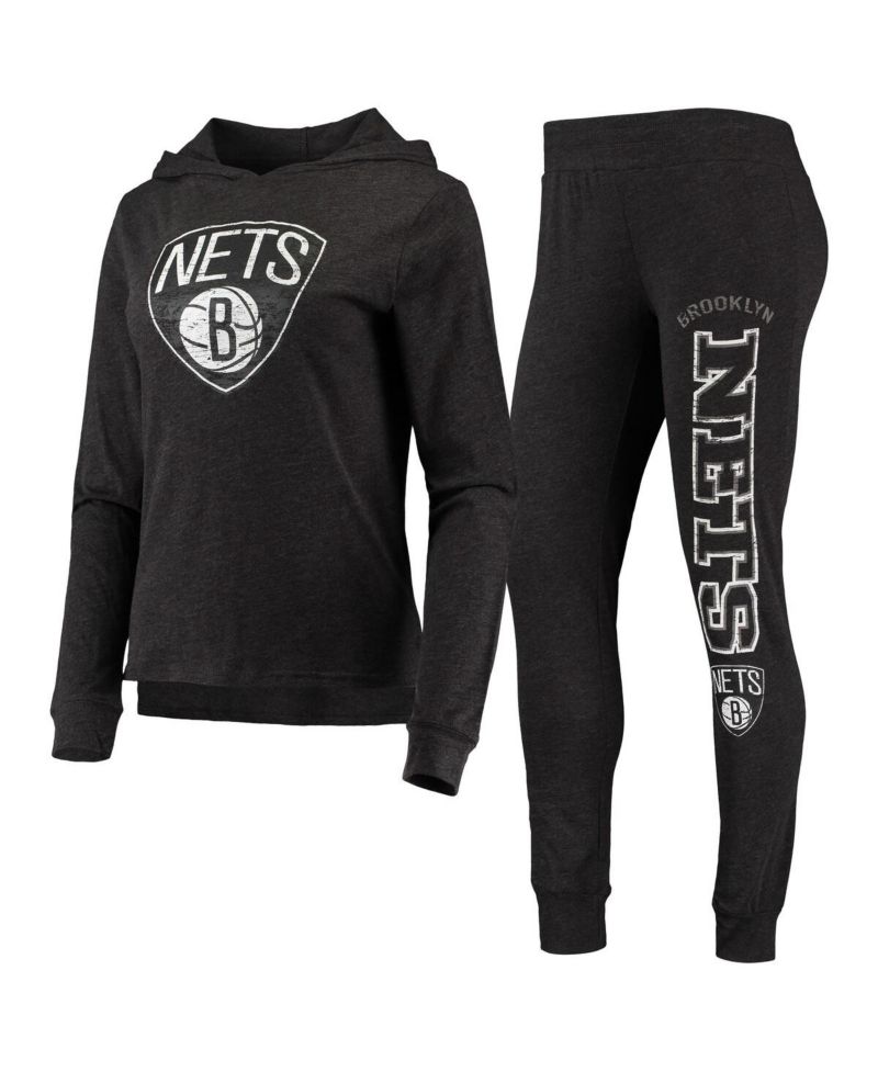 Women's Black Brooklyn Nets Hoodie & Pants Sleep Set