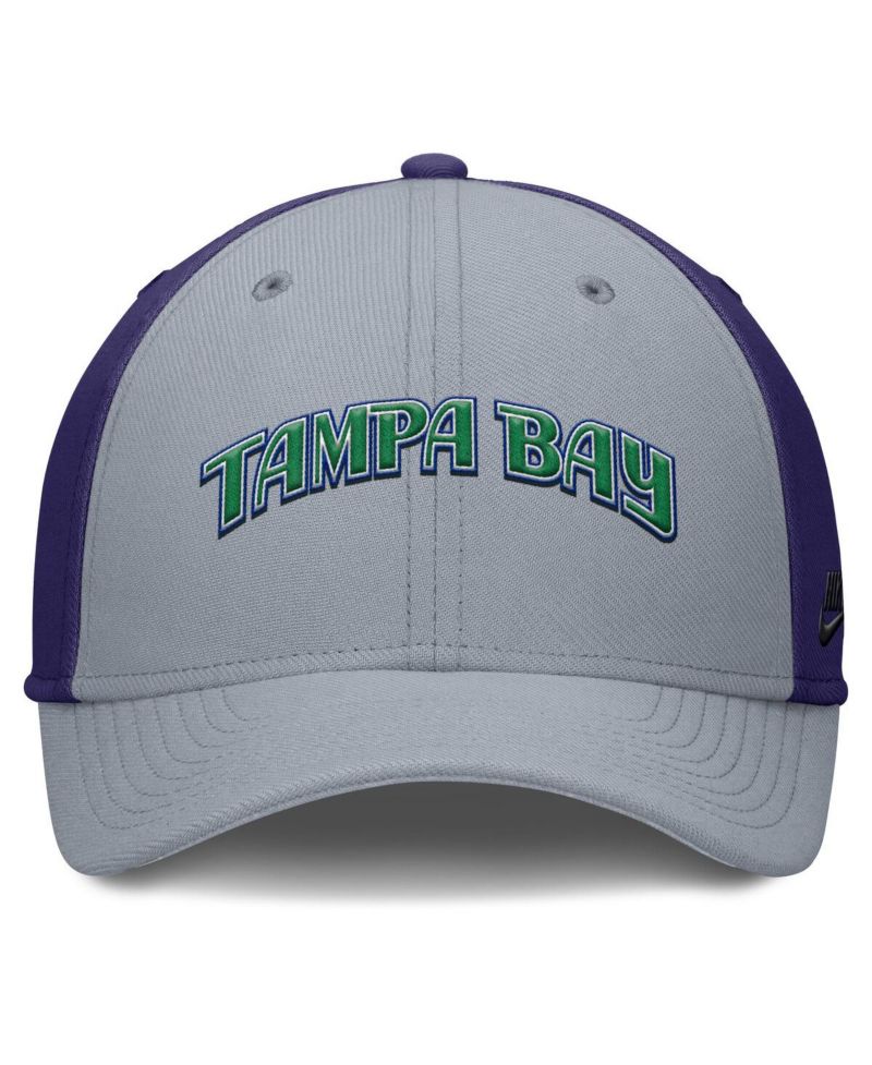 Men's Gray/Purple Tampa Bay Rays Rise Swoosh Performance Flex Hat