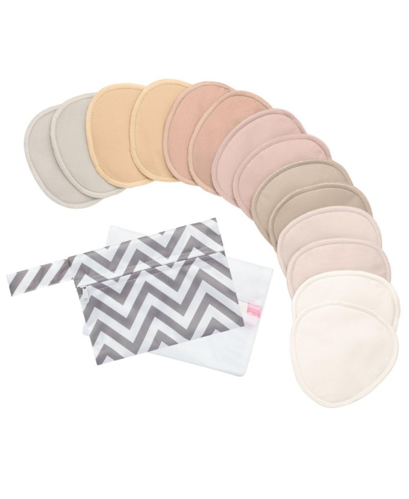 14pk Organic Nursing Pads, Reusable Nipple Pads for Breastfeeding, Washable Breast Pads + Wash Bag