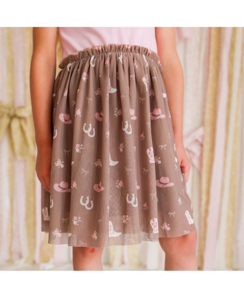 Girls' (6-8) Howdy Darling Western Short Sleeve Tutu Dress