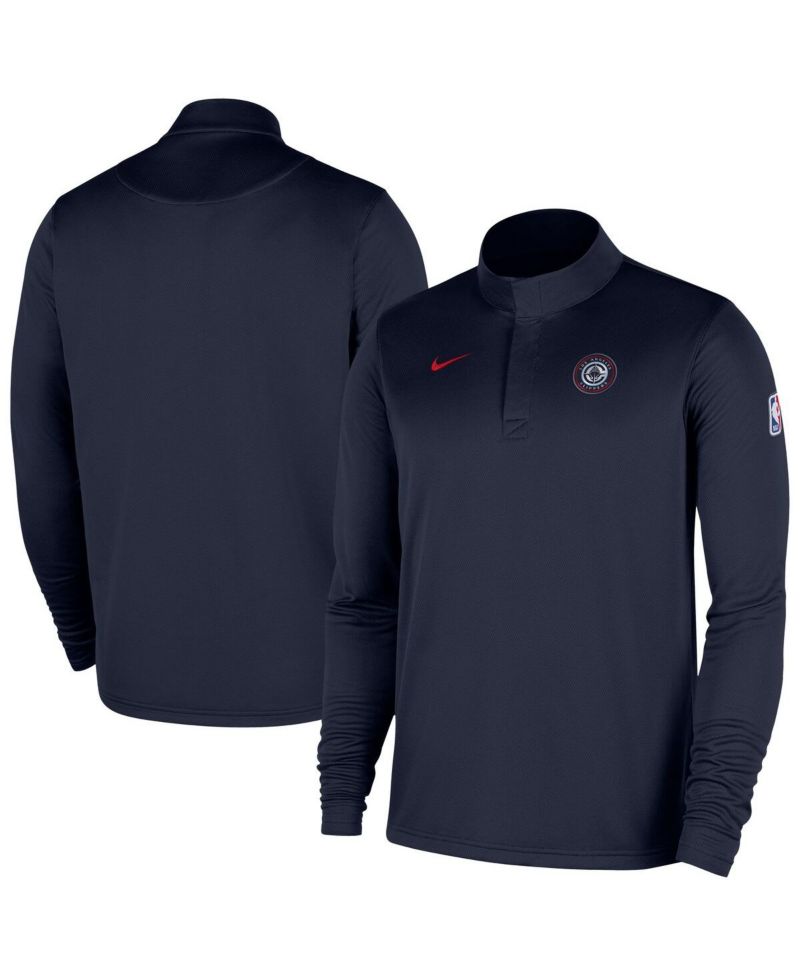 Men's Navy LA Clippers 2025/26 Authentic Coaches Quarter-Zip Dri-Fit Sweatshirt