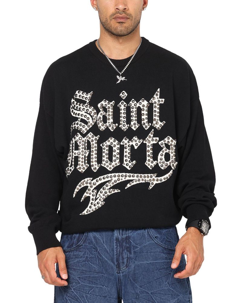 Men's Sanctified Crewneck Sweater - Black 3XL