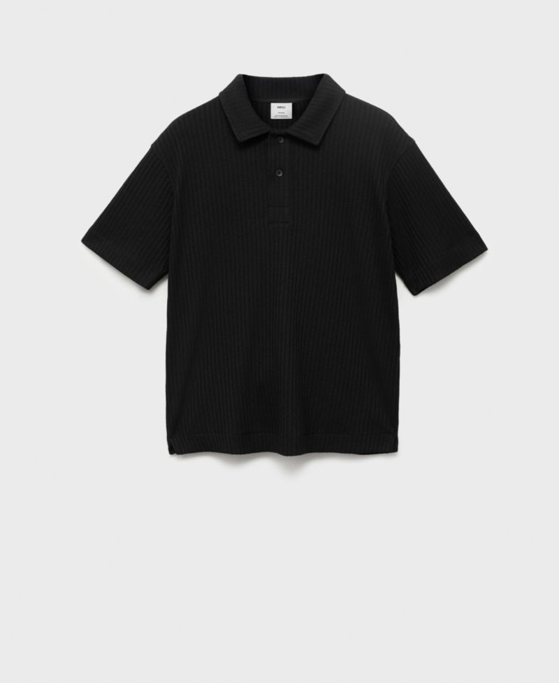 Men's Textured Knitted Polo Shirt