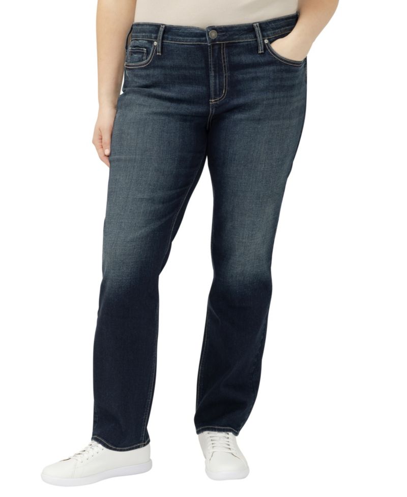 Plus Size Elyse Mid Rise Comfort Fit Straight Jeans