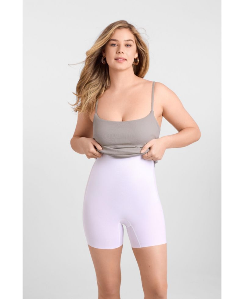 Women's Scoop Neck Ribbed Sculpting Cami Mini Dress with Built-In Shapewear