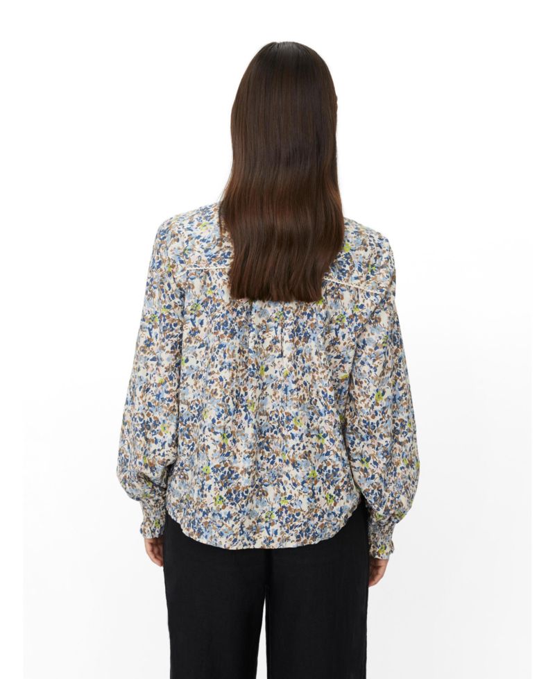 Women's MaDionelle Floral Mandarin Collar Long-Sleeve Blouse
