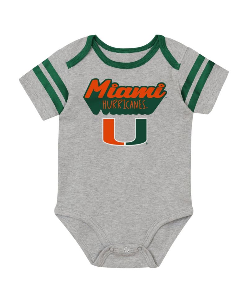 Baby Boys and Girls Green Miami Hurricanes Star Player Three-Piece Bodysuit Set
