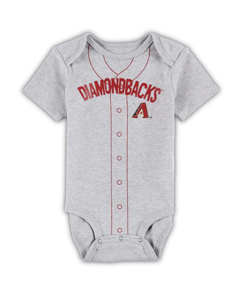 Infant Boys and Girls White, Heather Gray Arizona Diamondbacks Two-Pack Little Slugger Bodysuit Set