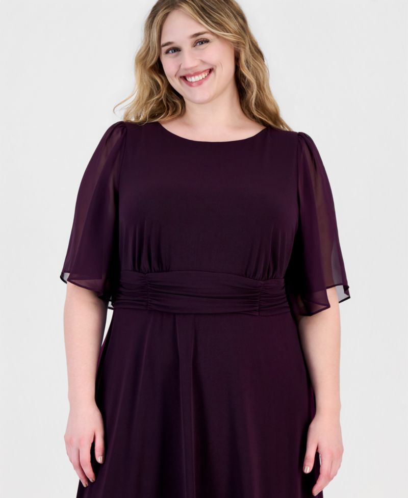 Petite Flutter-Sleeve Midi Dress