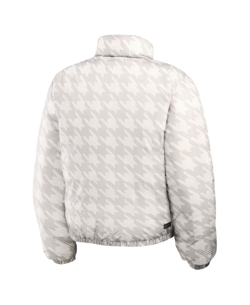 Women's Brown/White Cleveland Browns Reversible Cropped Full-Zip Puffer Jacket