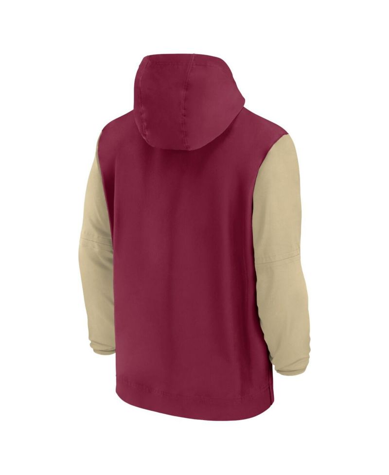 Men's Garnet Florida State Seminoles 2024 Sideline Pregame Player Half-Zip Hoodie