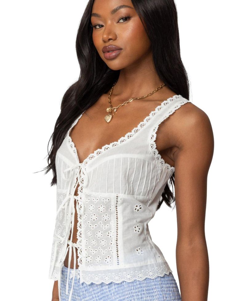 Women's Fiore Eyelet Tie Front Top