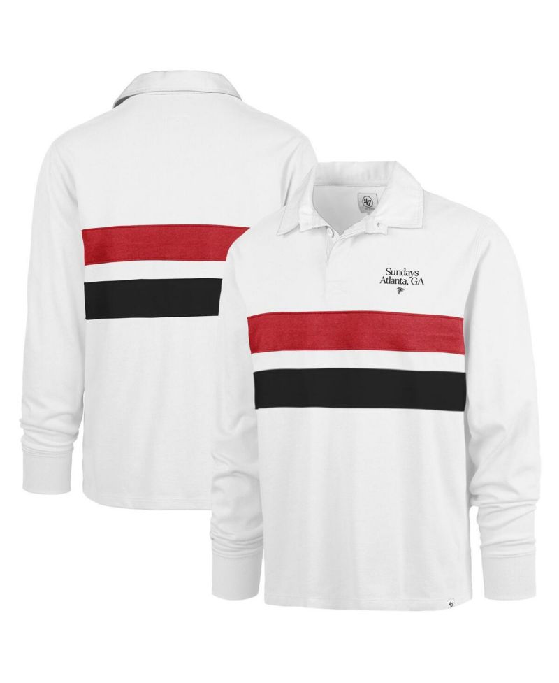Men's White Atlanta Falcons Sundays Clubhouse Knox Thames Long Sleeve Rugby Polo Shirt