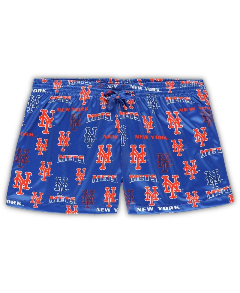 Women's White, Royal New York Mets Plus Size Tank Top and Shorts Sleep Set