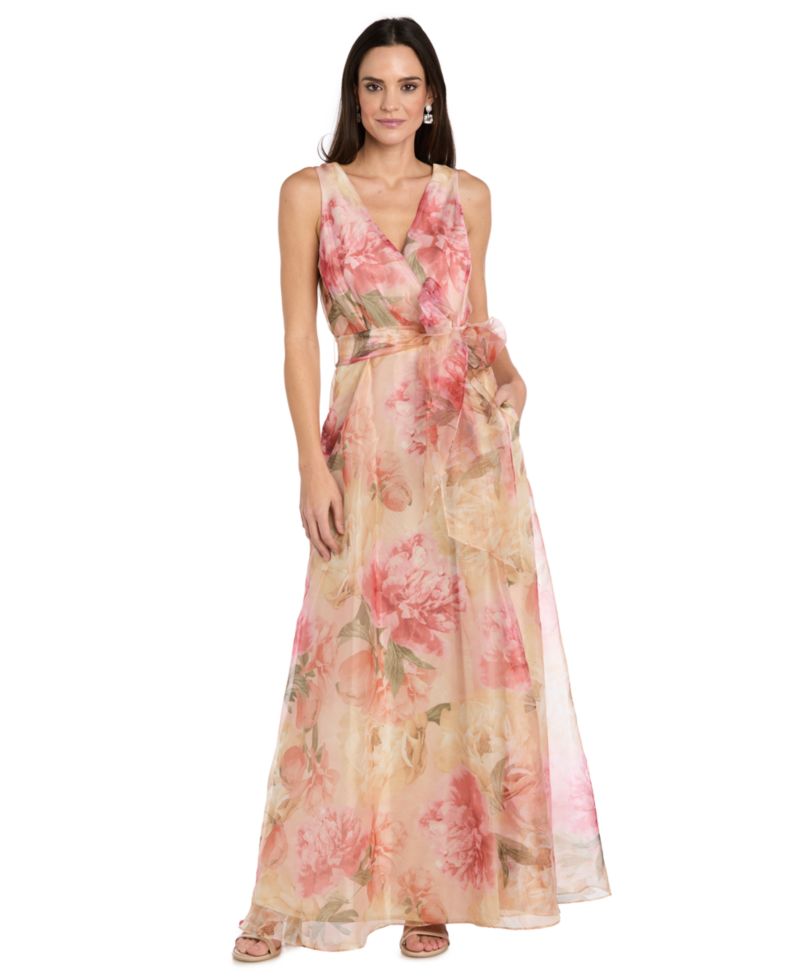 Women's Printed V-Neck Maxi Dress