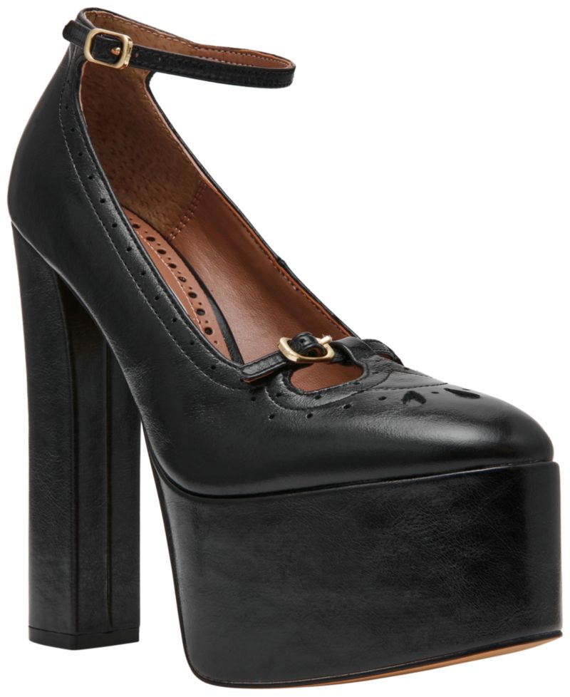 Women's Saxon High Platform Brogue Block Heel Pumps