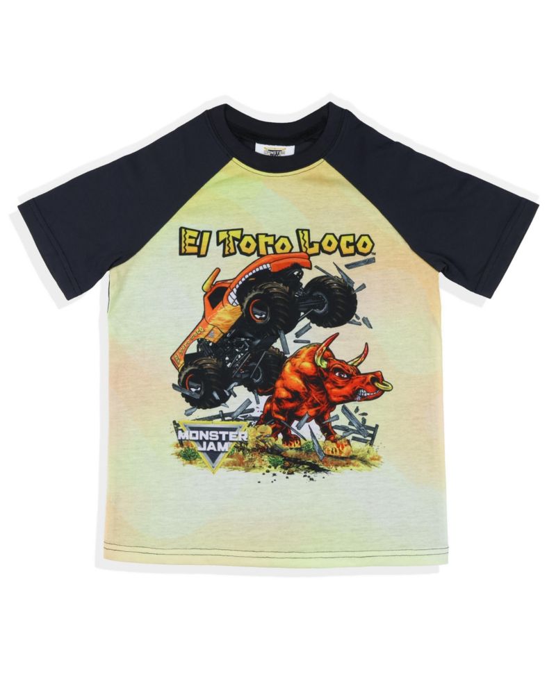 Boys' 4-20 El Toro Loco Crazy Bull Truck Kids 2PC Pajama Set Raglan Short Sleeve Shirt Shorts