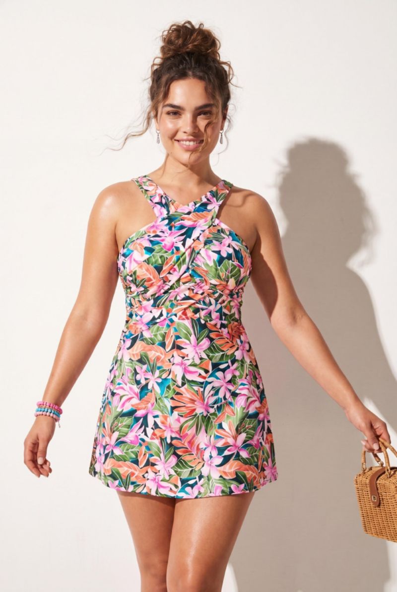 Women's High Neck Wrap Swimdress
