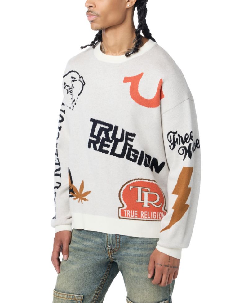 Men's Multi-Logo Jacquard Knit Sweater