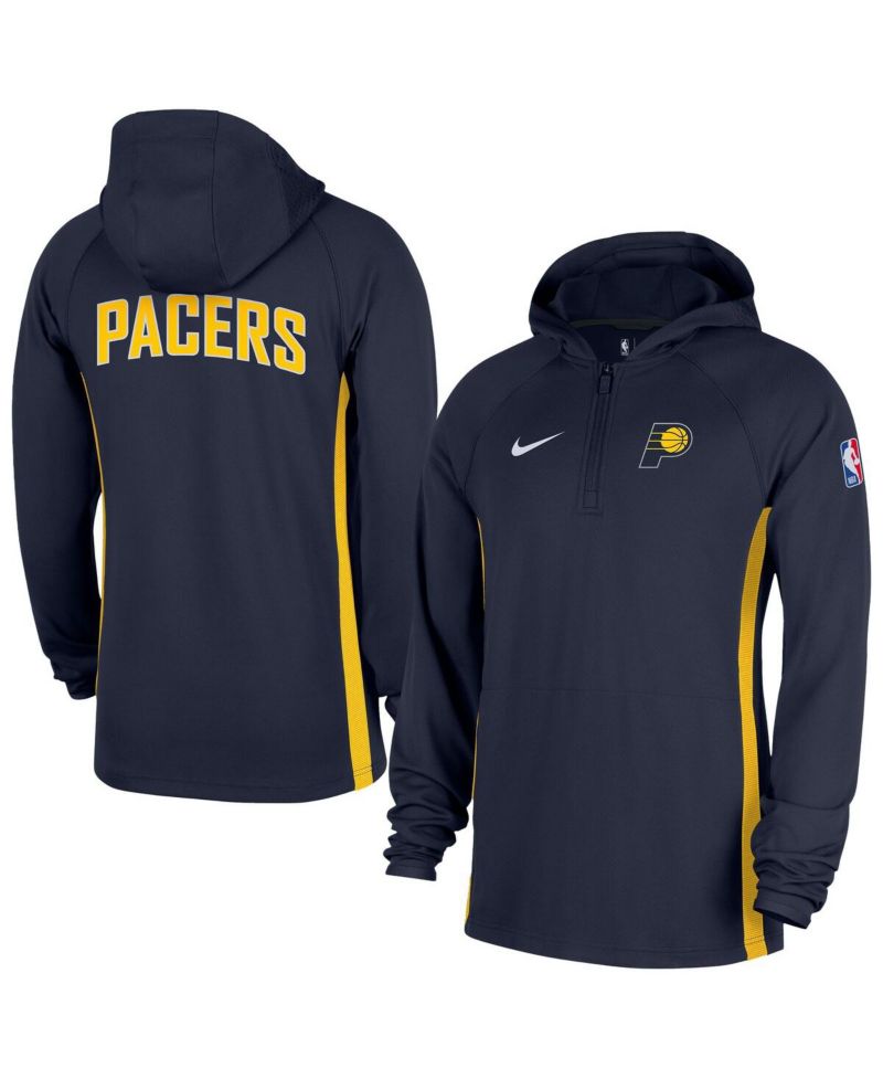 Men's Navy Indiana Pacers Authentic On Court Zone Quarter-Zip Dri-FIT Hoodie Jacket