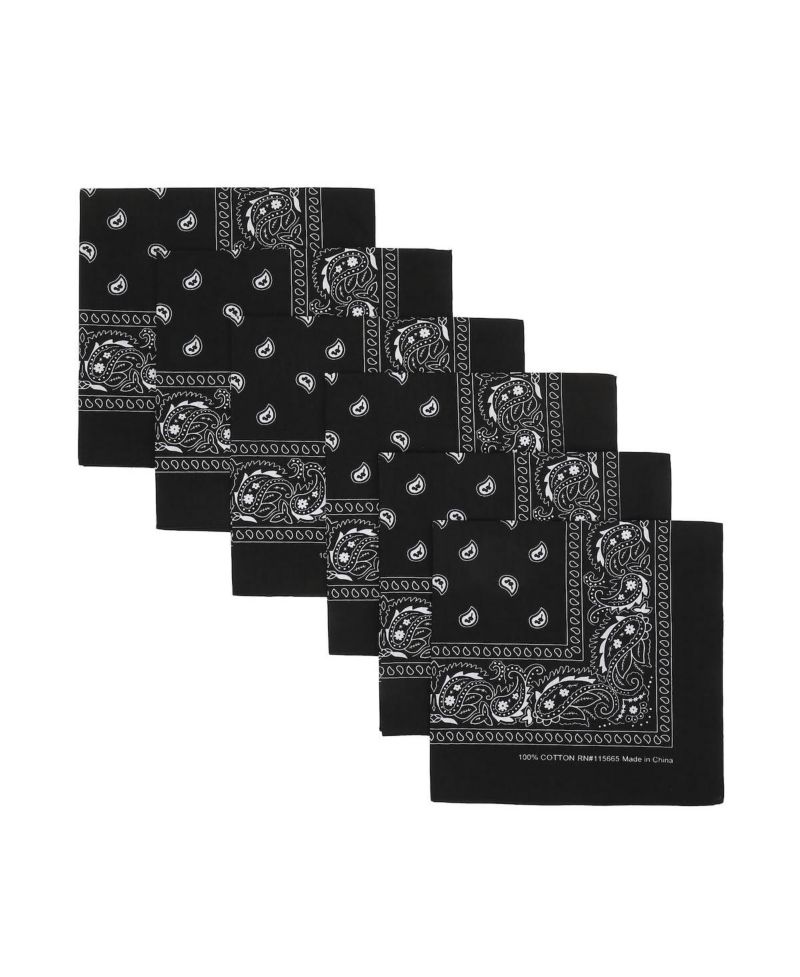 Lightweight Black 22"x22" 6-Pack Bandana Set