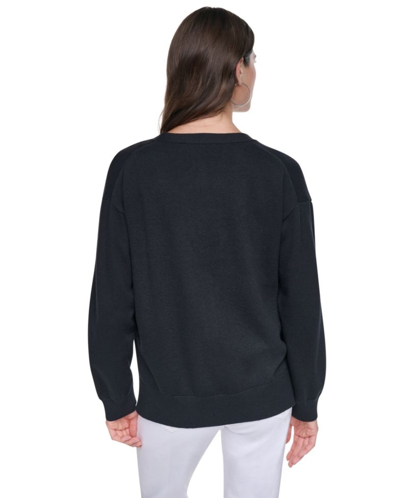 Women's Heart Brush Stroke Button-Front V-Neck Cardigan Sweater
