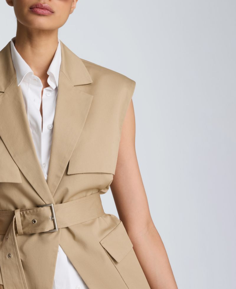 Women's Belted Notch Collar Vest