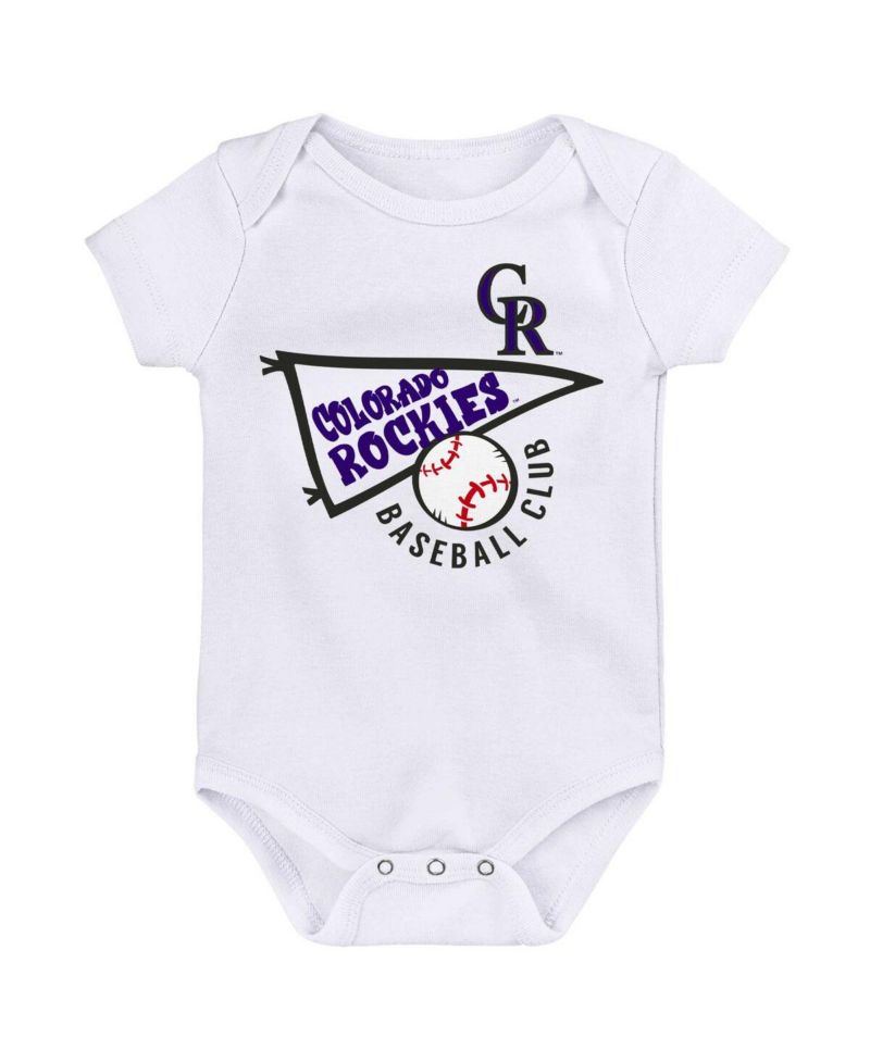 Big Boys and Girls Purple/White/Heather Gray Colorado Rockies Biggest Little Fan 3-Pack Bodysuit Set