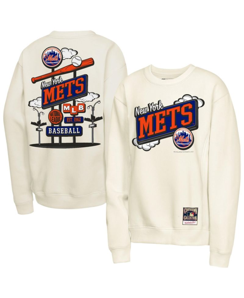 Big Boys and Girls Natural New York Mets Retro Billboard Sweatshirt