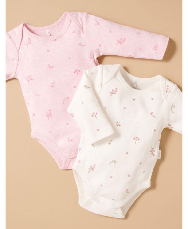 Baby Girls Easy Neck L/S Bodysuit 2 pack