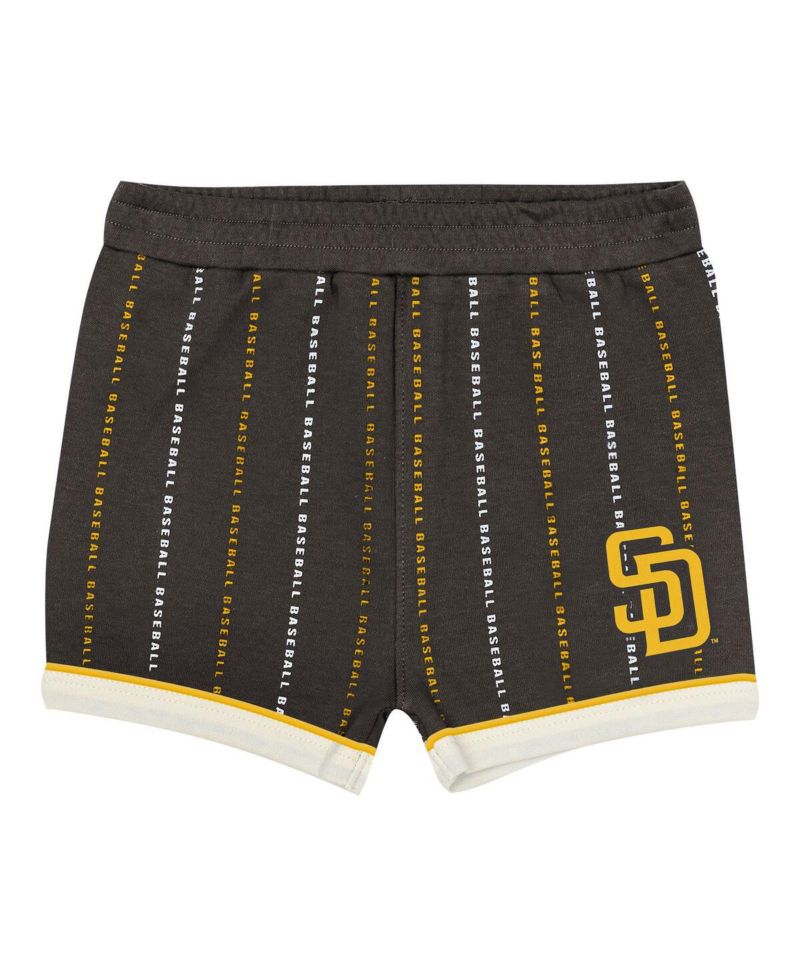 Baby Boys and Girls 2-Piece White/Brown San Diego Padres Lead Run Diaper Cover Bodysuit and Shorts Set