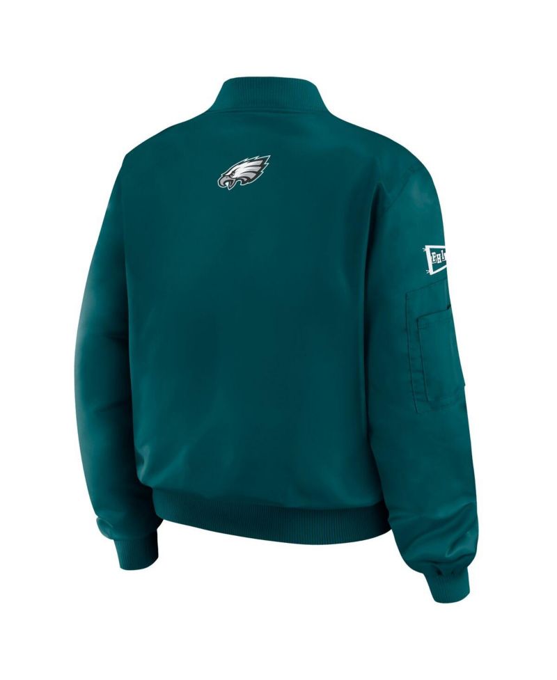 Women's Midnight Green Philadelphia Eagles Patch Full-Zip Bomber Jacket