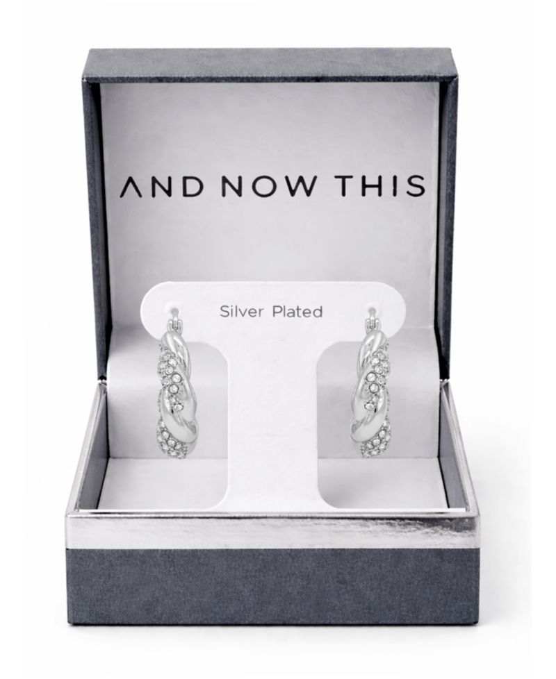 Women's Crystal Twist Puff Hoop Earring