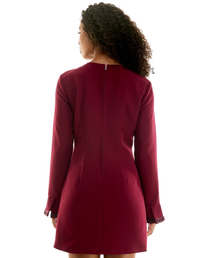 Juniors' Long Bell-Sleeve Sequin Dress