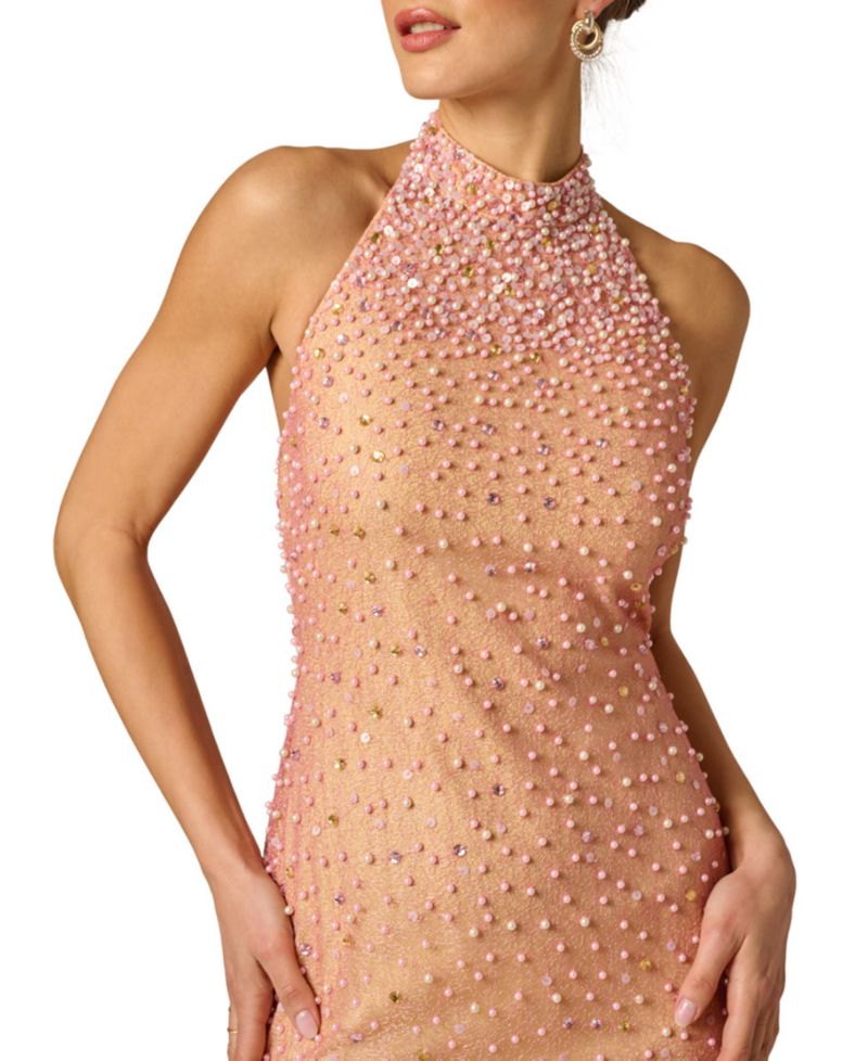 Women's Embellished Halter Neck Swing Dress