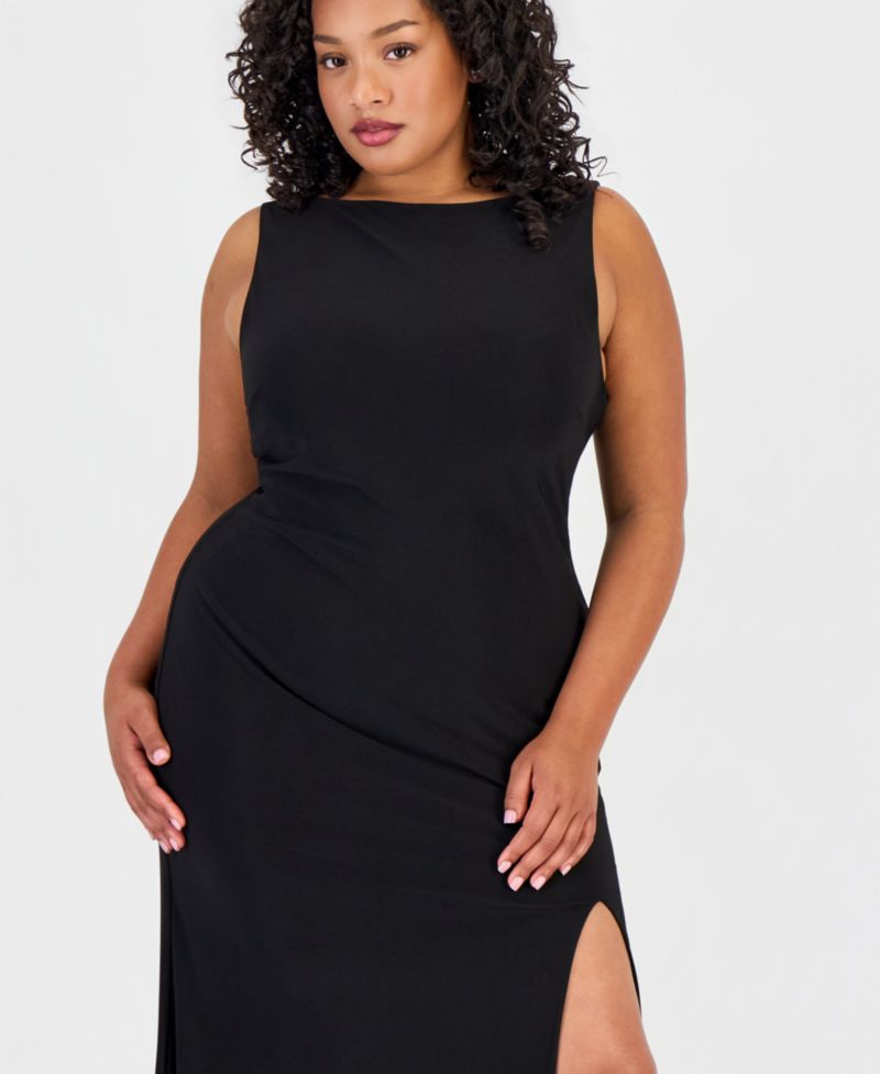 Trendy Plus Size Scoop-Neck Shiny Knit Gown