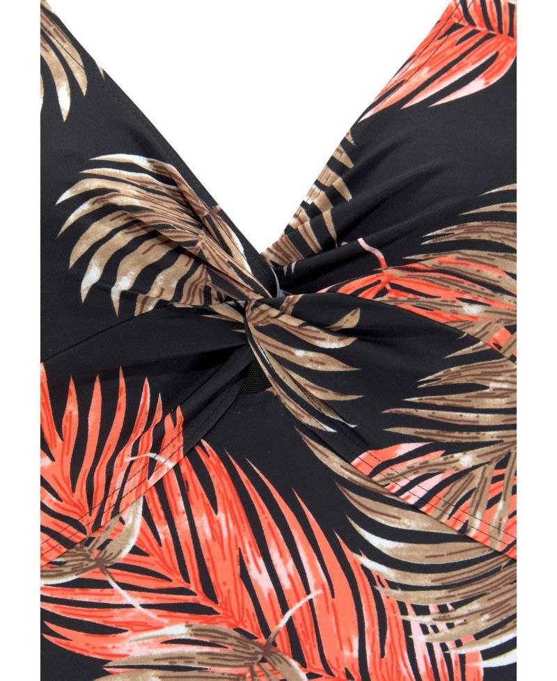 Women's Tropical Print V-Neck Tummy Control One-Piece Swimsuit