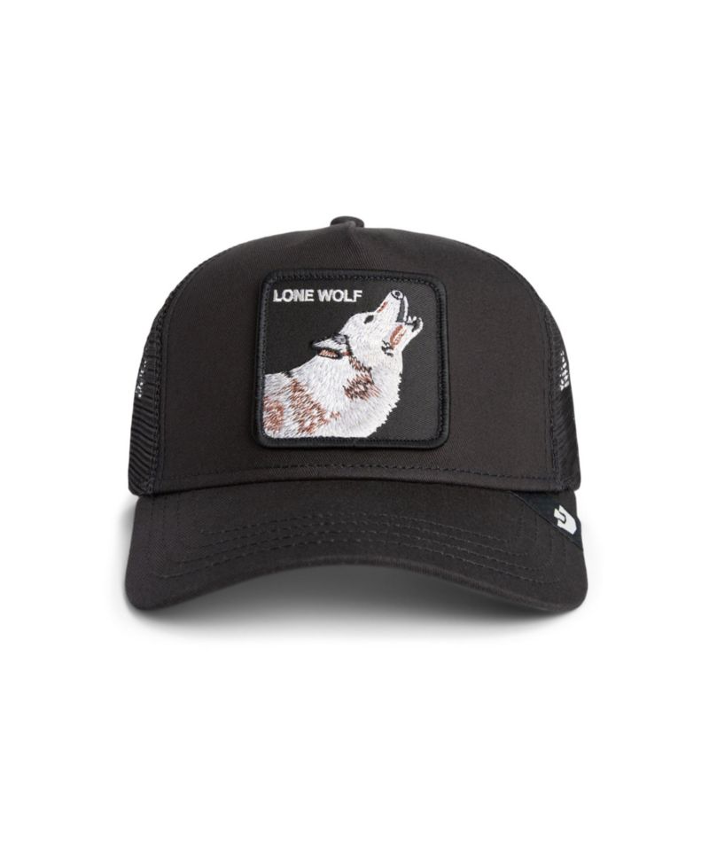 Men's Black Lone Wolf Adjustable Trucker Hat
