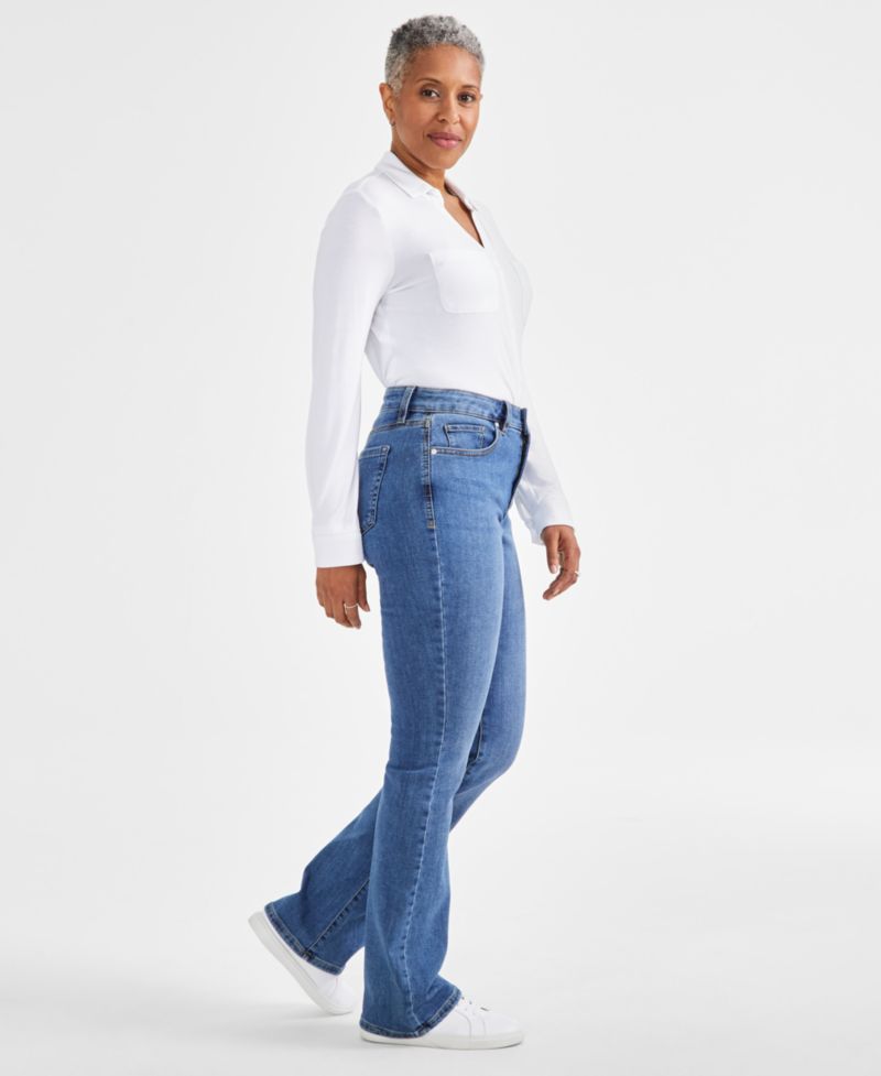 Petite Mid-Rise Curvy Bootcut Jeans, Petite & Petite Short