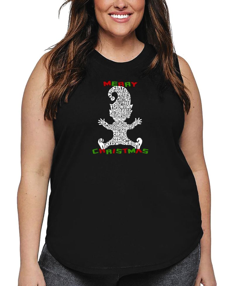 Plus Size Christmas Elf Word Art Tank Top