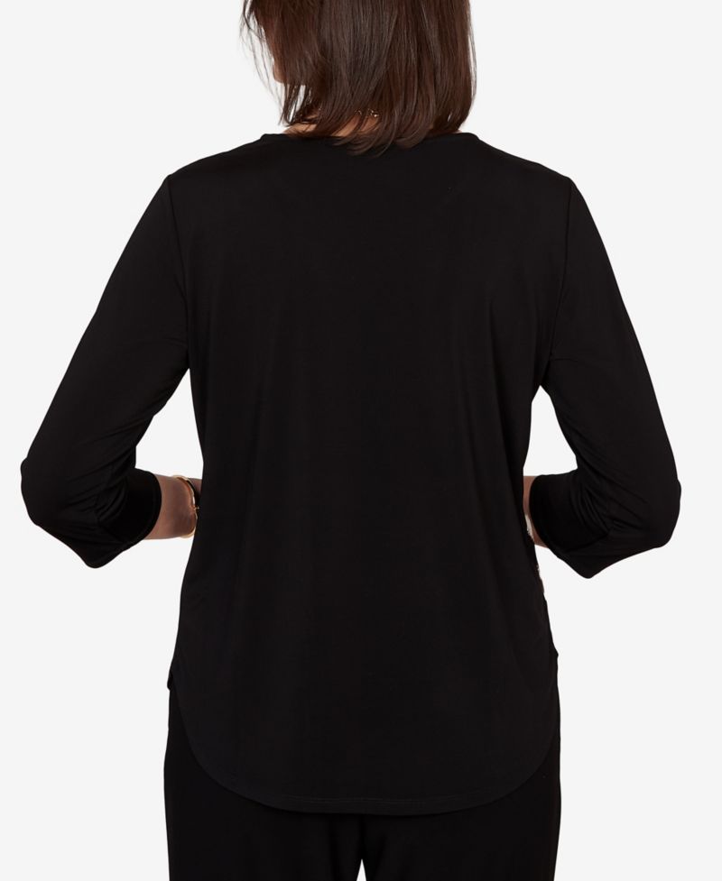Petite Vertical Spliced Animal Printed Top