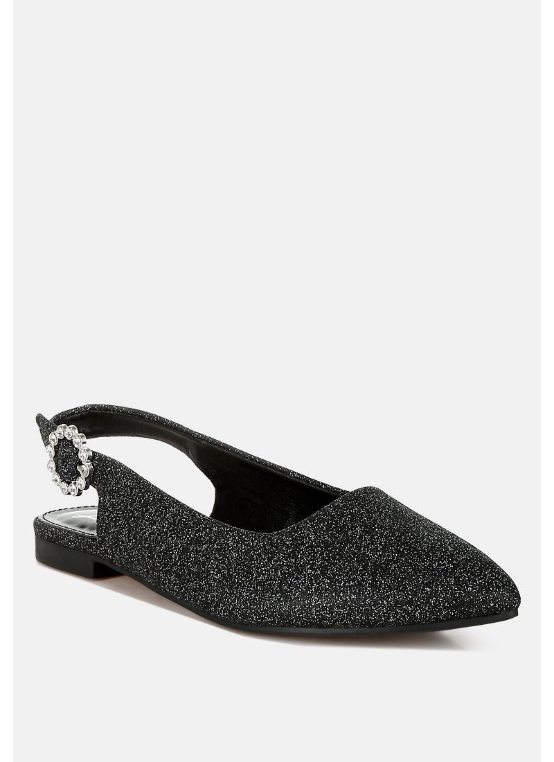 Womens Giora Glitter Slingback Flat Sandals