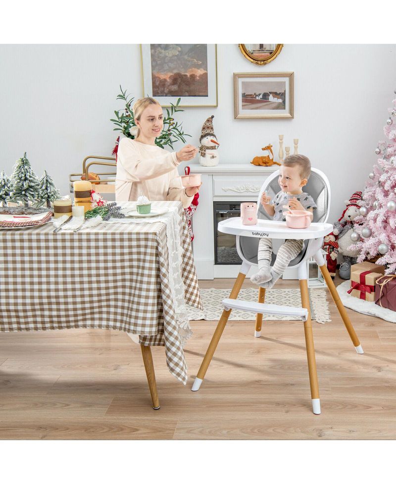 Kids 4-in-1 Convertible High Chair Feeding Chair with Adjustable Tray